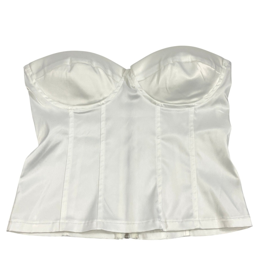 Fashion Nova Corset Top Womens Medium White Satin Strapless Coquette Regencycore